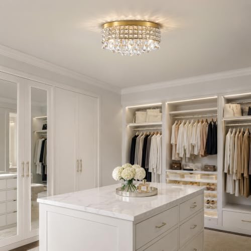 Gold Crystal Flush Ceiling Lights (Elegant Gold)