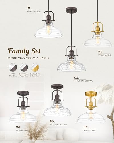 11" Gold Pendant Light Fixture