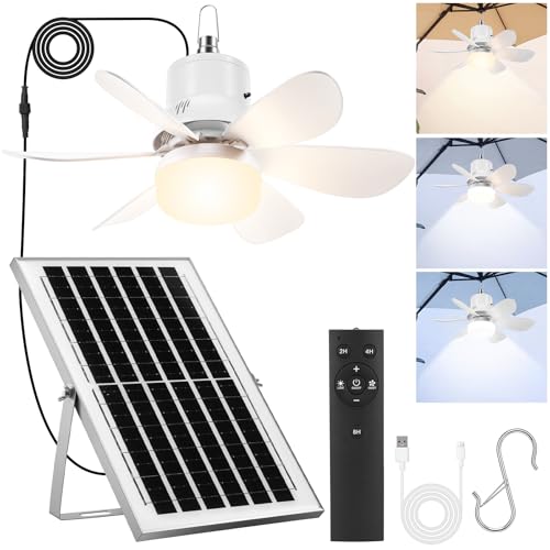 1 Set Solar Powered Ceiling Fan with Light