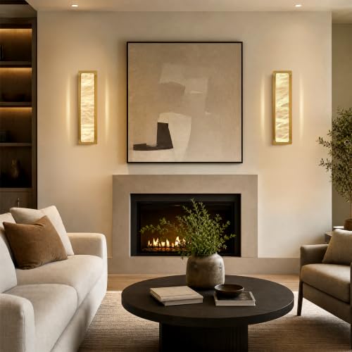 19.7" Brass Alabaster Wall Sconces