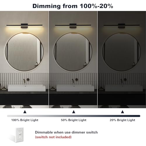 Bathroom Vanity Light Black Dimmable 5CCT Bathroom Lighting FIixtures Over Mirror 39.37 Inch Modern Vanity Light bar Led Bath Light ETL Certificated