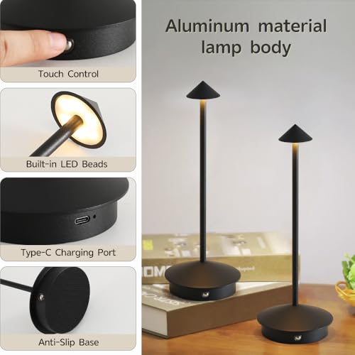 2 Pack Aluminum Cordless Table Lamp (2 Count)