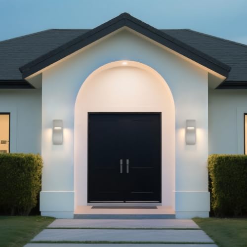 2 Pack Modern LED Outdoor Wall Light (Nickel)