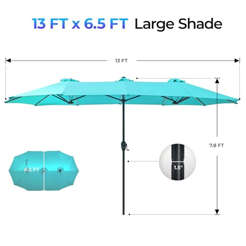 13ft Outdoor Patio Umbrella with Solar Lights