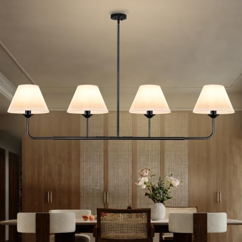 65"Modern Linear Chandelier with Fabric Shade