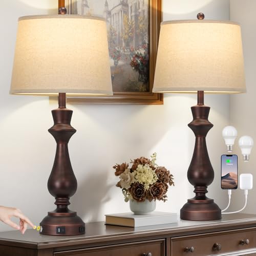 Vintage Table Lamps Set of 2 for Living Room (2 Count)