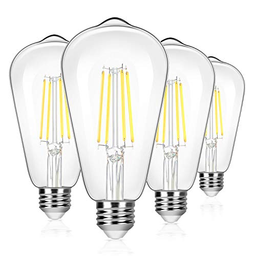4 Pack Vintage 8W ST64 LED Edison Light Bulbs 100W Equivalent (4 Count)