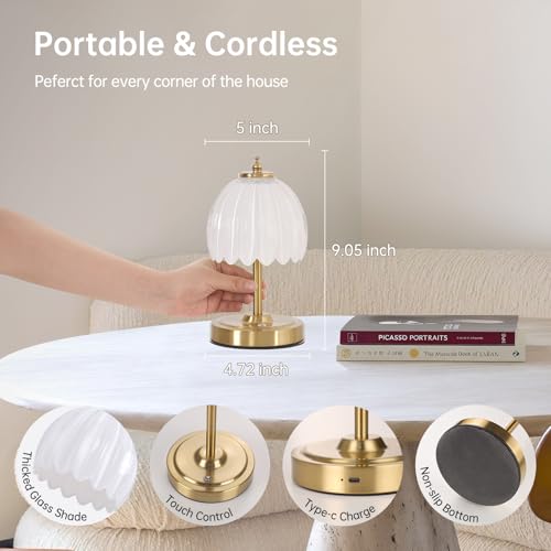 Set of 2 Tulip Table Lamp with 5200mAh Battery & Touch Control (2 Count)
