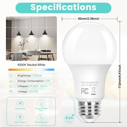 A19 Dimmable LED Bulbs (4 Count)