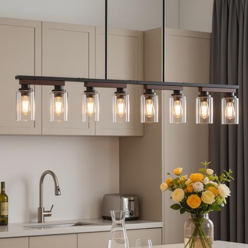 8 Light Black Linear Chandelier