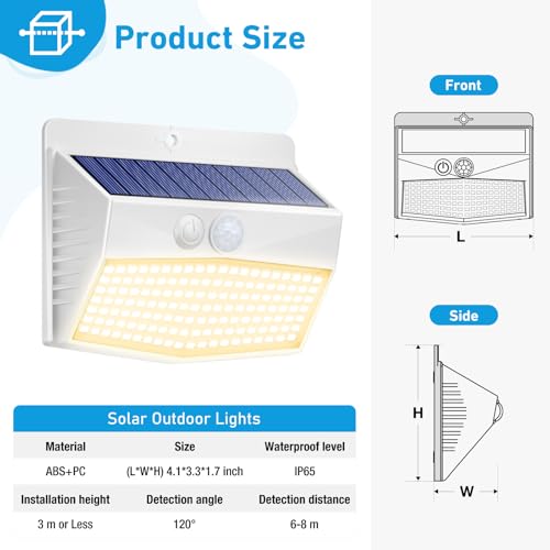 6 Pack Solar Motion Sensor Lights Outdoor Waterproof with 3 Modes (6 Count)