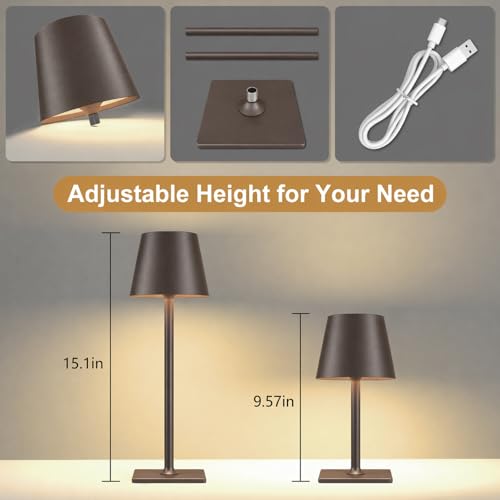 Cordless Table lamp Brown 2pack for Restaurant Home Dinner Dining Kitchen Outdoor Patio