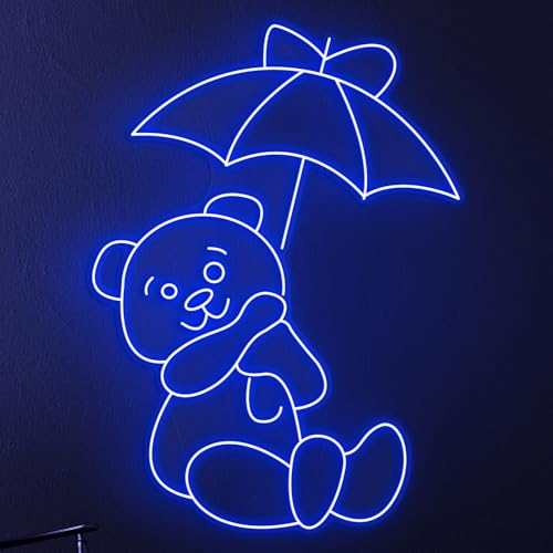 Bear Holding Umbrella Neon Sign