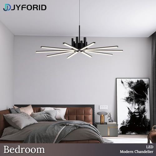 Black Modern Sputnik Chandelier with Remote Control