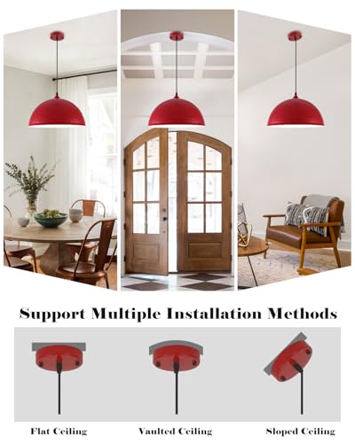 16 inch Red Pendant Light 2 Pack