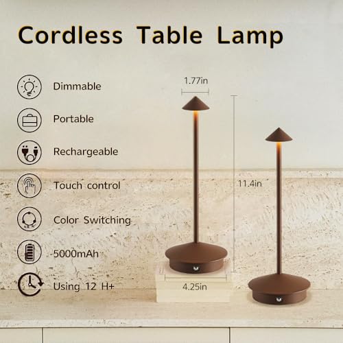 2 Pack Aluminum Cordless Table Lamp (2 Count)