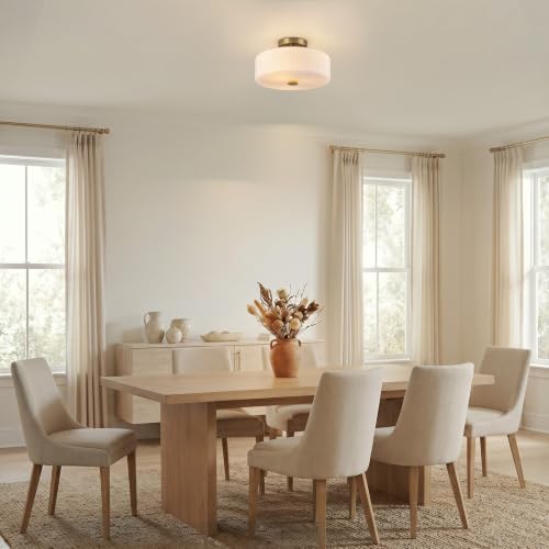 Mid Century Modern Gold Semi Flush Mount Ceiling Light