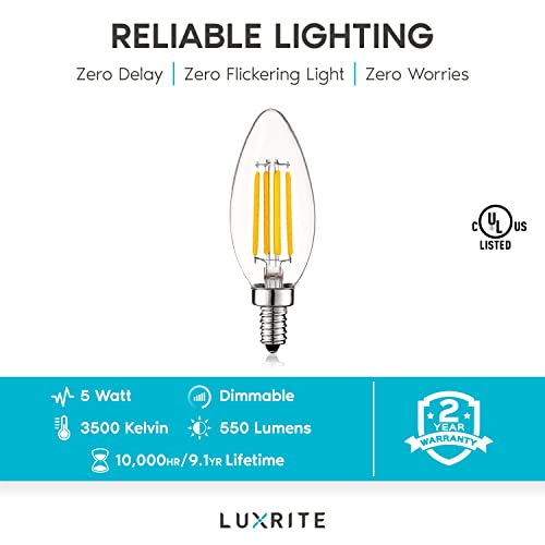 Vintage Candelabra LED Bulb 60W Equivalent (12 Count)