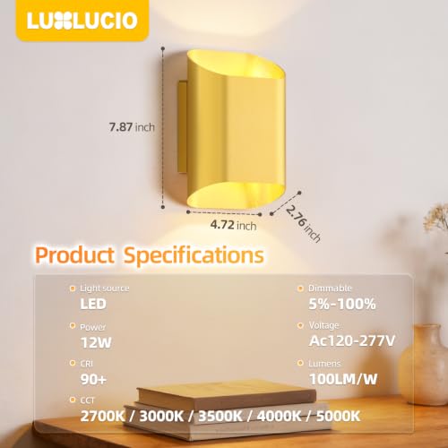 Gold Up & Down Modern Indoor Outdoor LED Wall Sconce (Gold / 1 pack)