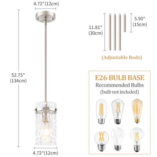 Brushed Nickel Pendant Light Fixtures Modern Kitchen Lighting Over Island