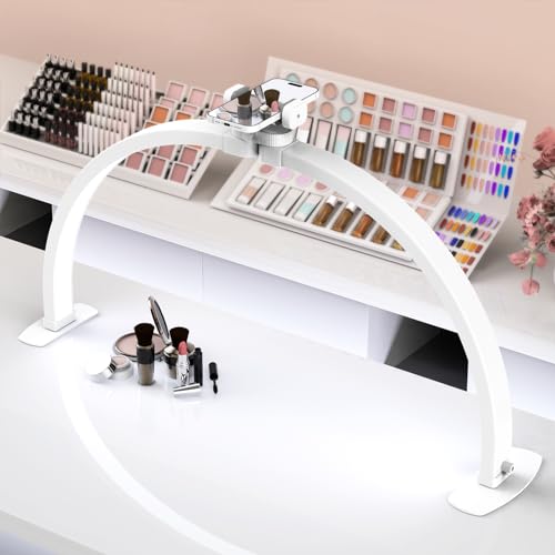 Foldable Half Moon Nail Desk Lamp with Phone Holder