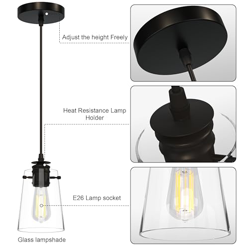 Black Pendant Lights Kitchen Island (3 Count)