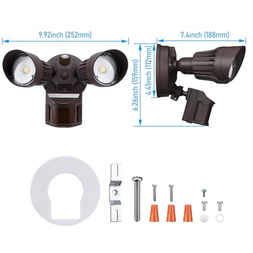 Motion Sensor Security Lights Dusk to Dawn IP65 5000K Bronze