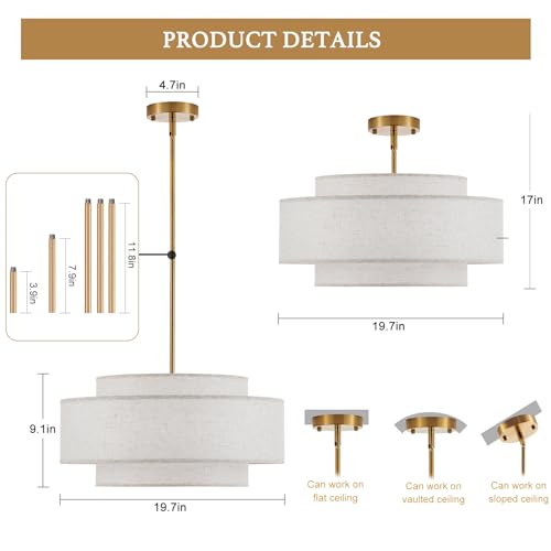 19.7" Modern Drum Chandelier