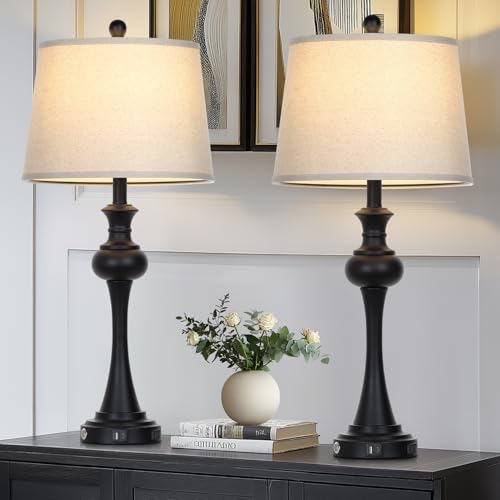 28.75 " 3 Way Touch Control Modern Table Lamp Set of 2 for Living Room (2 Count)