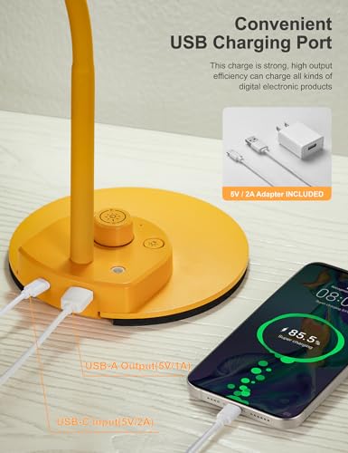 LED Desk Lamp with USB Charging Port 3 Color Modes Fully Dim