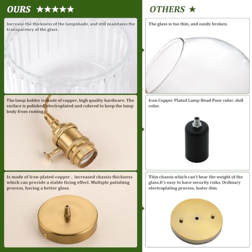 Pendant Light 2 Pack with Clear Striped Glass Lmapshade (2 Count)