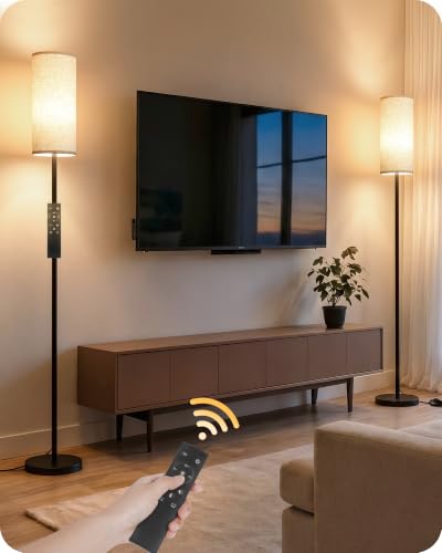 Set of 2 Slim Floor Lamps for Living Room with 2 Magnetic Remotes and Foot Switch (2 Count)