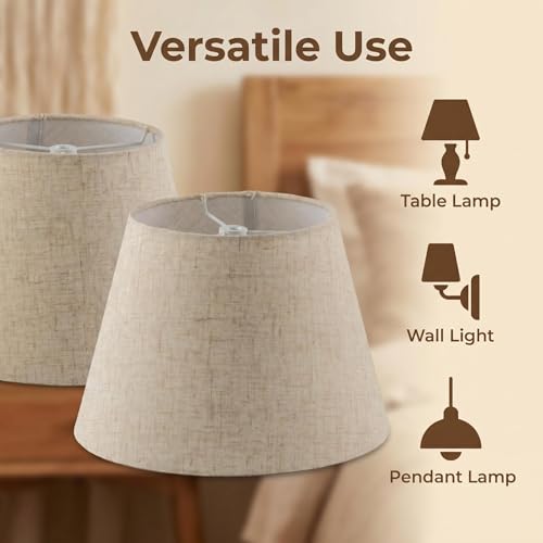 Pre Assembled Set of 2 Linen Spider Replacement Lampshades for Table Lamps (2 Count)