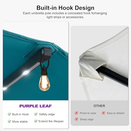 Patio Umbrella 13ft with Base and Solar Lights