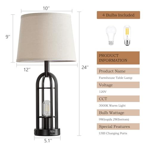 Black Table Lamps for Living Room Set of 2 (2 Count)