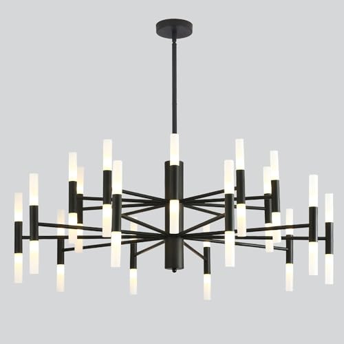 Lighting Black Sputnik Light Fixture Vintage Chandelier Light Fixture 40 Lights Mid Century Modern LED Chandelier Transitional Farmhouse Bedroom Sputnik Ceiling Light