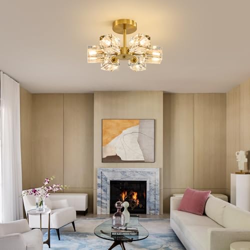 Sputnik Crystal Semi Flush Ceiling
