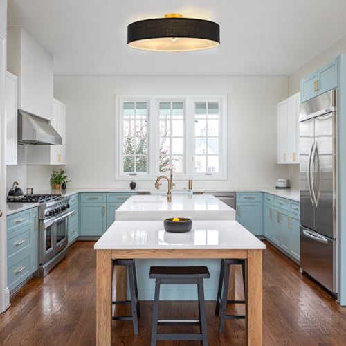 Black and Gold Semi Flush Mount Ceiling Light Fixture