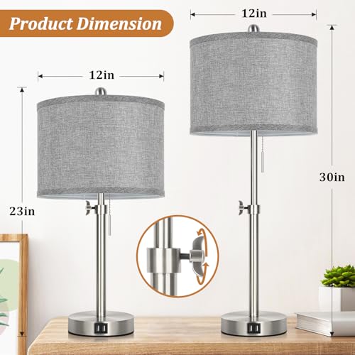 Silver Table Lamps Set of 2 for Living Room Bedroom (2 Count)