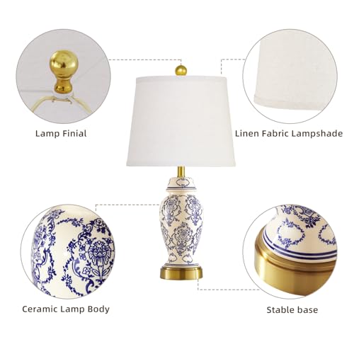 Chinoiserie Ceramic Small Table Lamps Set of 2 for Bedroom Bedside (2 Count)