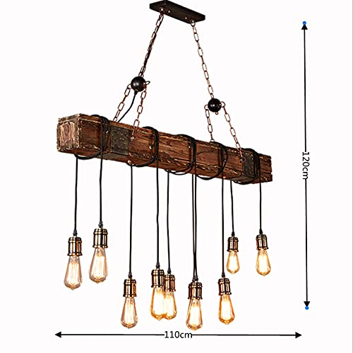 Retro Pendant Lighting Wooden Rustic Chandelier Industrial Vintage Chandelier Lighting Fixtures E26 Bulb Sockets Hanging Farmhouse Chandelier for Kitchen