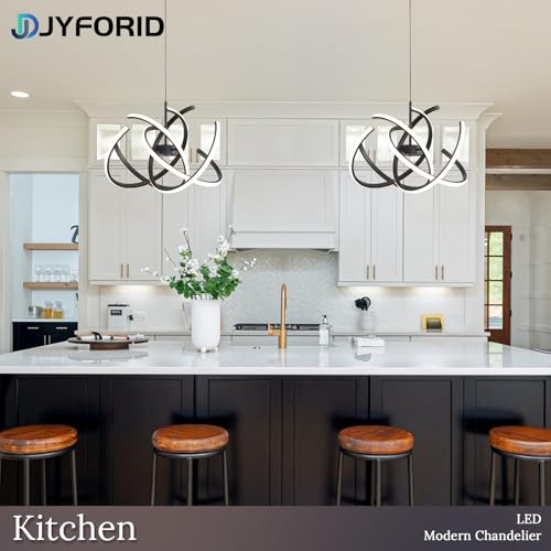 Black Modern Sputnik Chandelier with Remote Control
