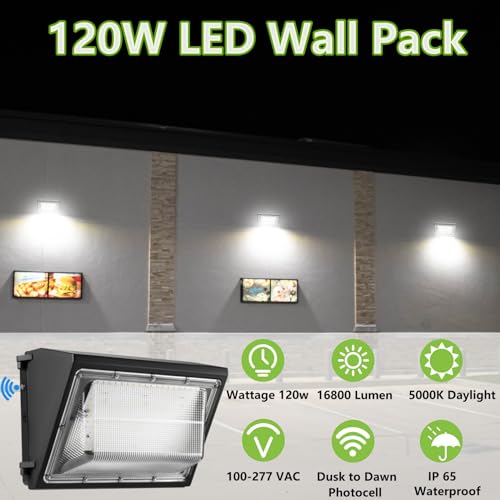 2PACK Dusk to Dawn 120W LED Wall Pack Light Fixture