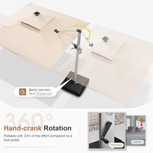 Cantilever Umbrella 9' X 12' Double Top Solar LED Light