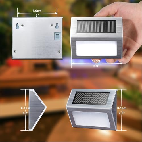 Warm White Solar Lights for Deck Step Fence Post (2 Count)