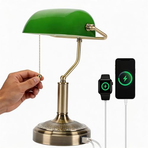Bankers Lamp with USB&Type