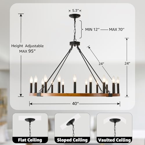 40" Wood Chandelier 20
