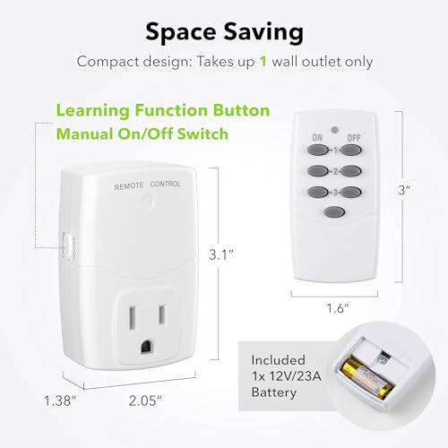 Mini Wireless Remote Control Outlet Switch Power Plug in for Household Appliances