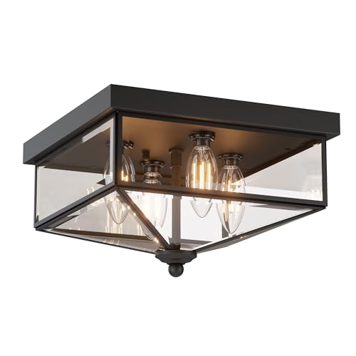 Farmhouse Style Square Flush Mount Ceiling Light