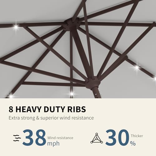 9FT Patio Umbrella with Solar Lights